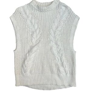 A New Day Women's Cable Knit Sleeveless Sweater Vest, Cream size M